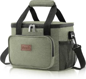 Lifewit Large Lunch Bag Insulated Lunch Box Soft Cooler Cooling Tote for Adult Men Women, Dark Green 12-Can (8.5L)