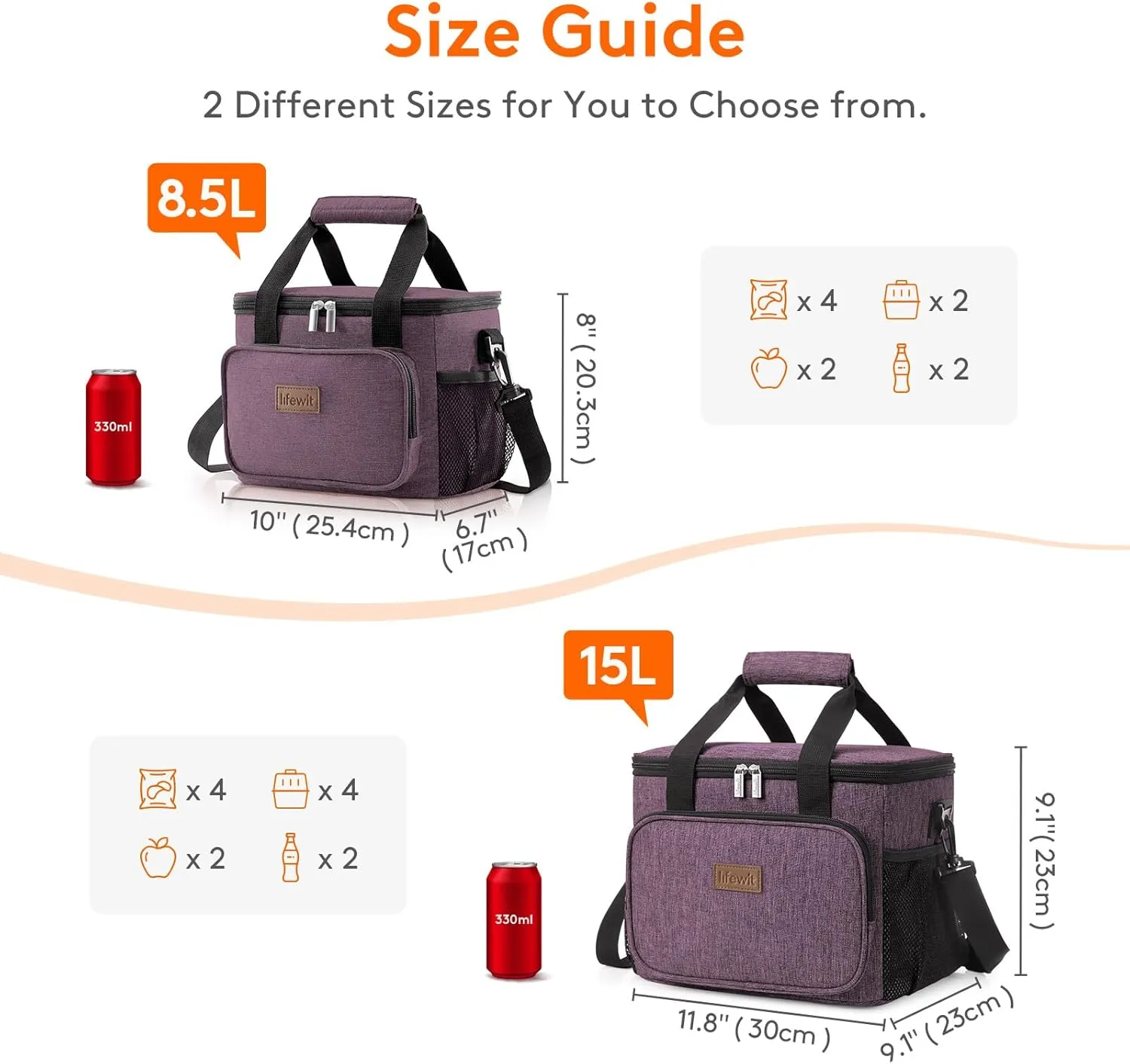 Lifewit Large Lunch Bag Insulated Lunch Box Soft Cooler Cooling Tote for Adult Men Women,Purple 24-Can (15L)