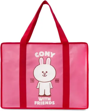 Line Friends CONY Character Reusable Shoulder Tote Bag for Travel, Grocery Shopping, Picnic, Large