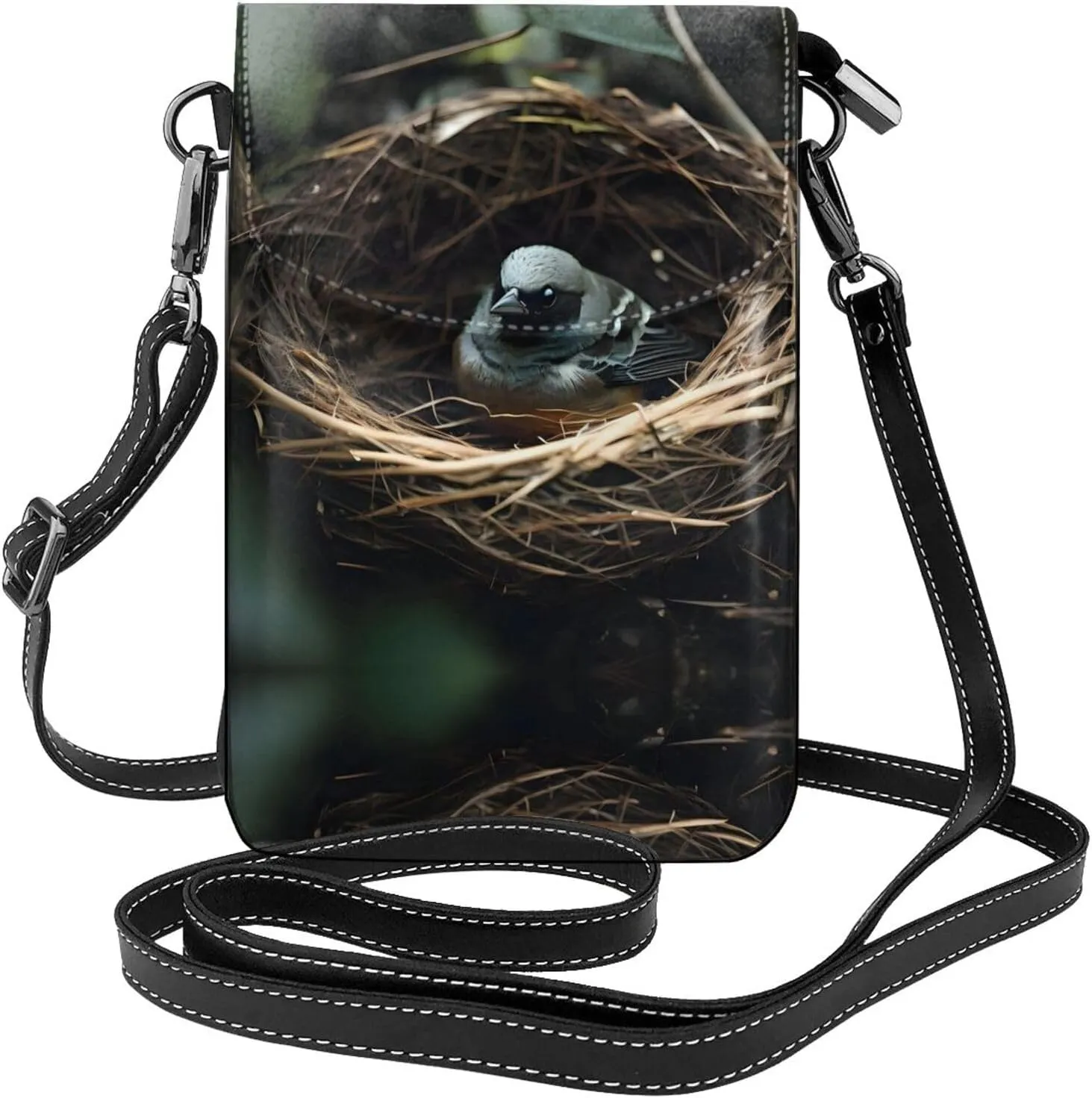 Little bird nest Small Phone Wallet - Versatile everyday shoulder and crossbody bag with adjustable strap and card slots
