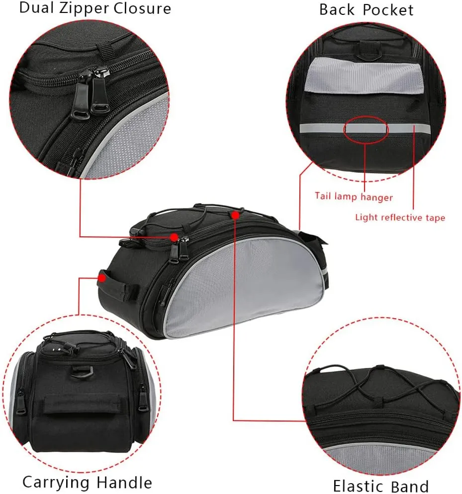 Lixada Bicycle Back Pannier Bag Bicycle Back Seat Bag Saddle Bag Shoulder Bag for Mountain Bike Cycling Outdoor