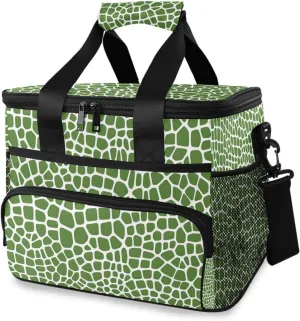 Lizard Skin Green Pattern Cooler Bag Insulated Cooler Soft Sided Cooler 24 Can Portable Picnic Bag Large Leakproof Lunch Bag Box for Beach Grocery Camping Travel Car Men Women