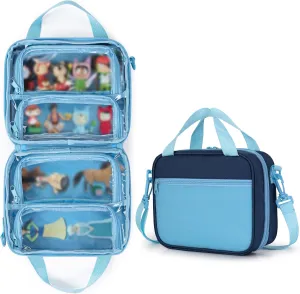 LoDrid Case Compatible with Toniebox Character (Up to 20), Figure Case Holder for Audio Player Figure with Handle and Shoulder Strap, Blue, Bag Only (Patent Design)