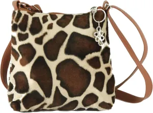 LONI Womens Trendy Animal Print Faux Fur Shoulder Bag/Cross-Body Bag