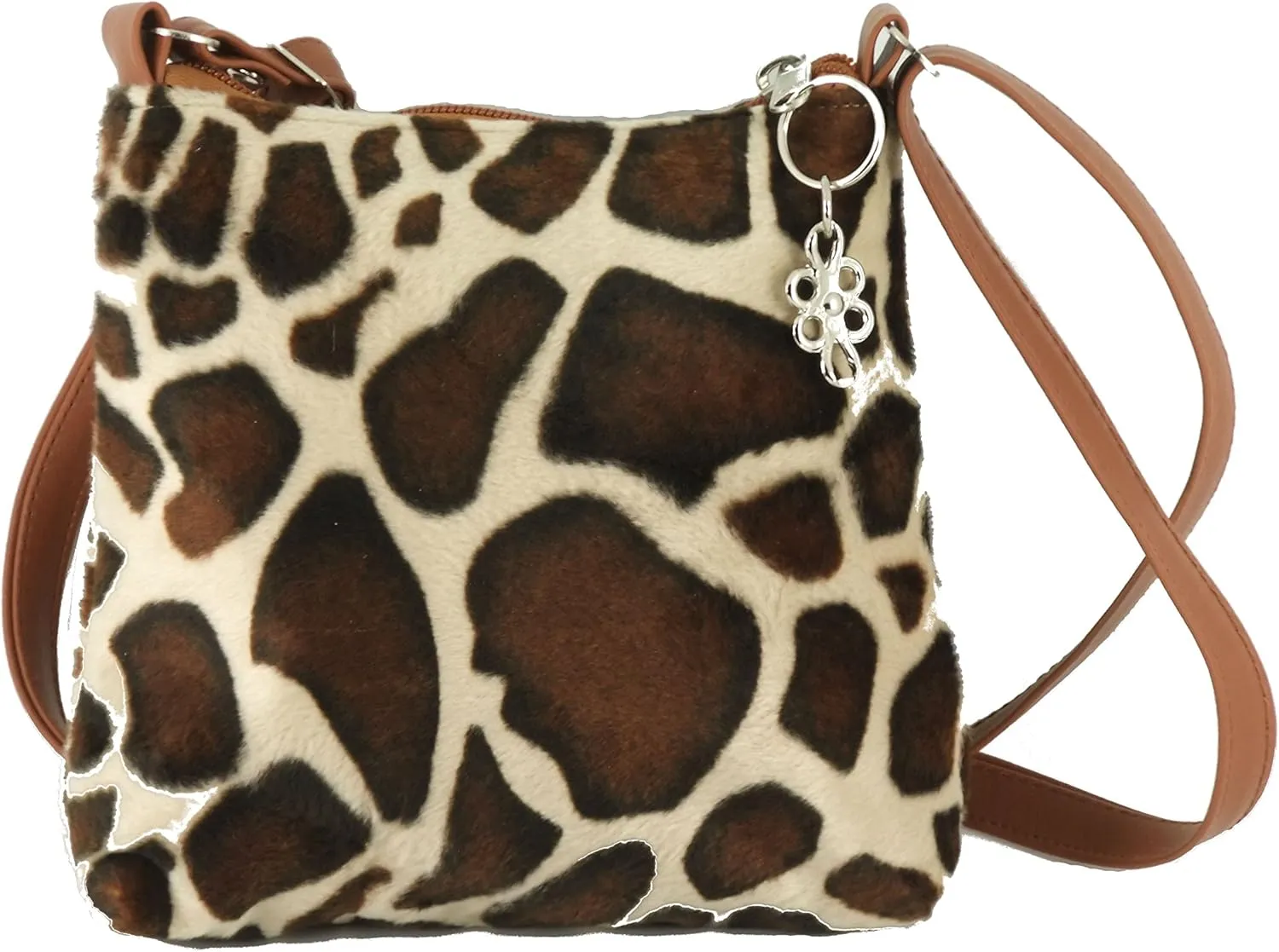LONI Womens Trendy Animal Print Faux Fur Shoulder Bag/Cross-Body Bag