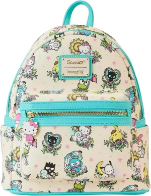Loungefly Sanrio Hello Kitty Tattoo All Over Print Womens Double Strap Shoulder Bag Purse