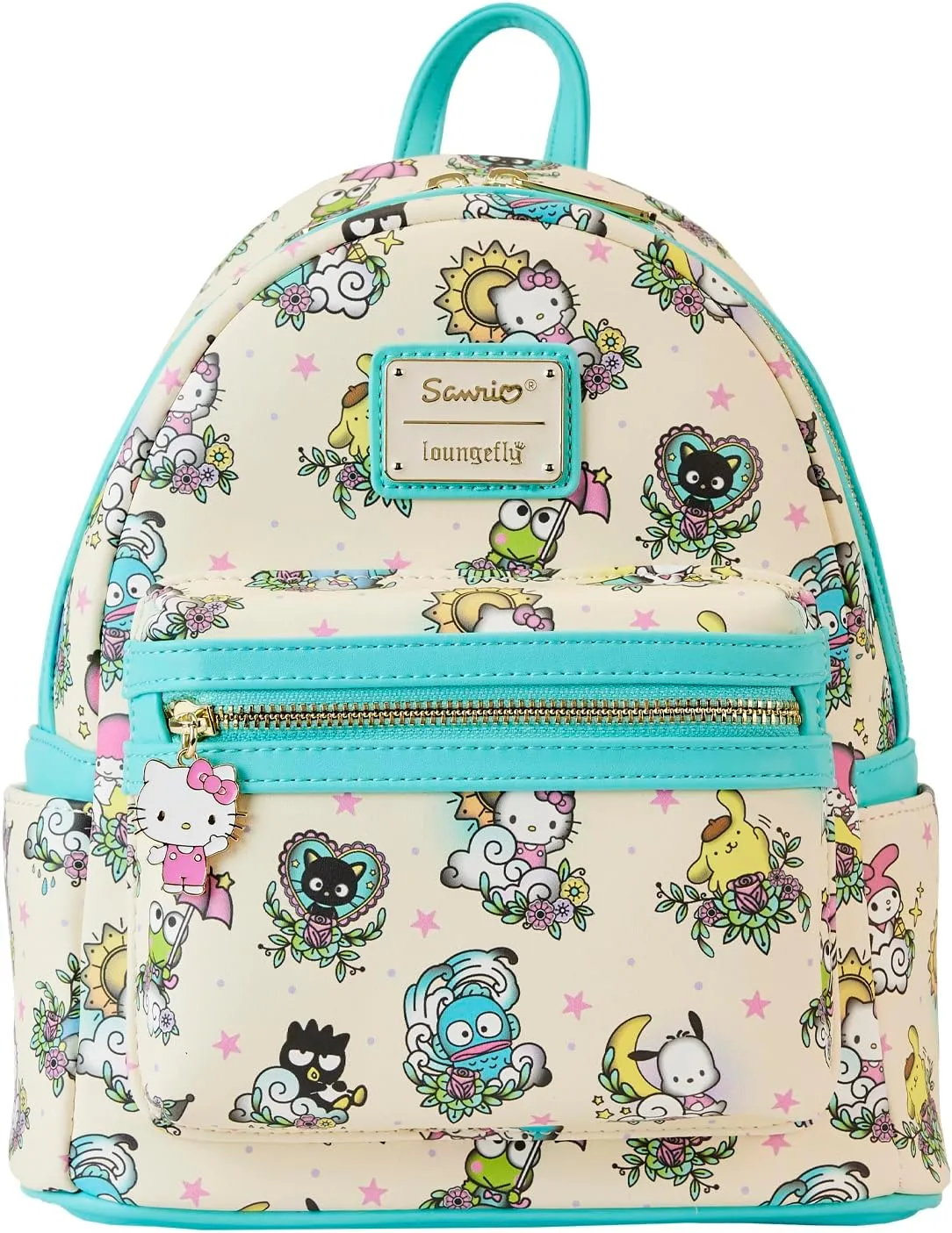 Loungefly Sanrio Hello Kitty Tattoo All Over Print Womens Double Strap Shoulder Bag Purse