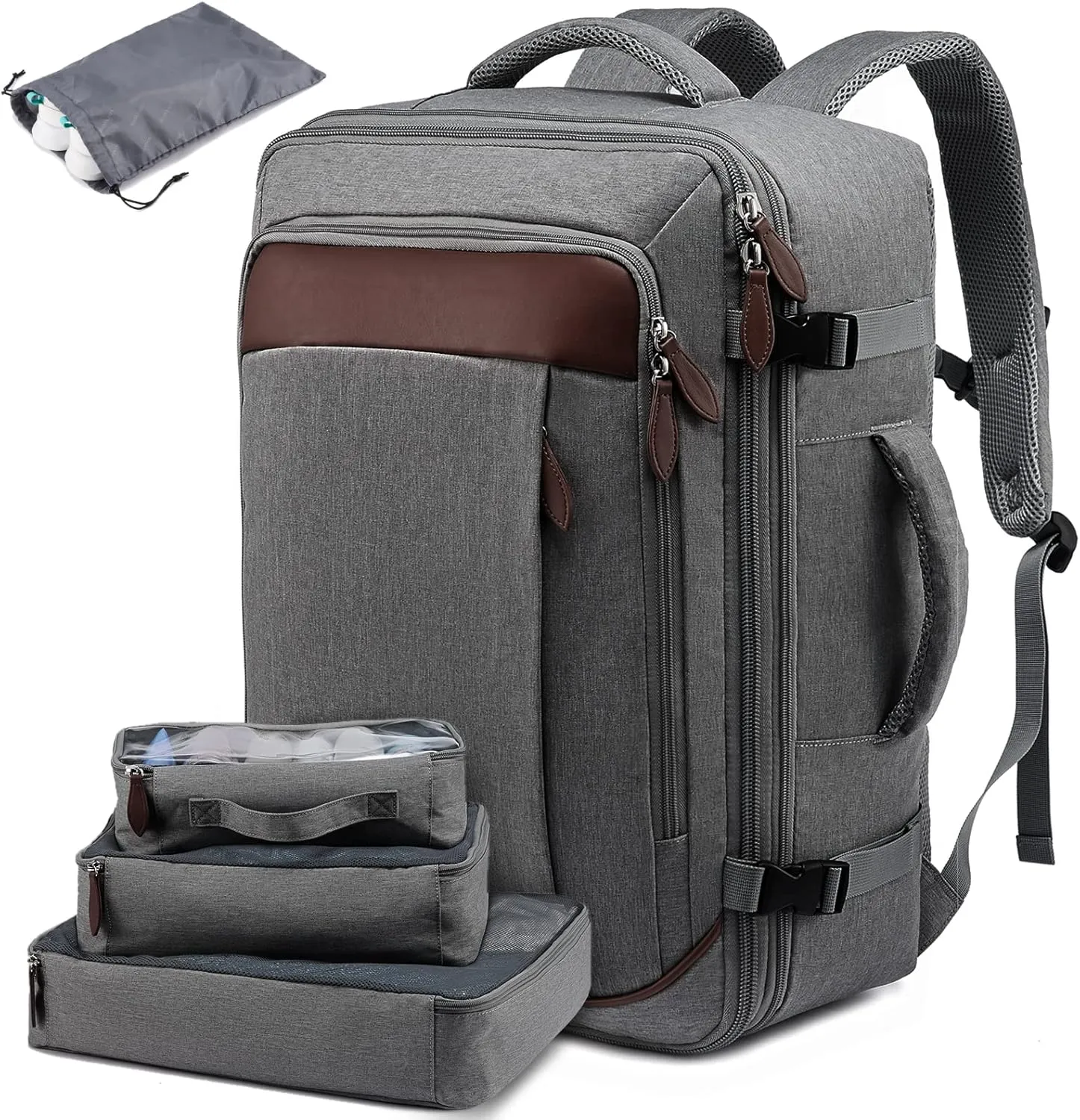 LOVEVOOK Carry on Backpack, 45L Large Travel Backpack for Women Men Airline Approved, Expandable Large Suitcase Backpacks With 4 Packing Cubes, Aer Travel Pack 3, Water Resistant Weekender Bag