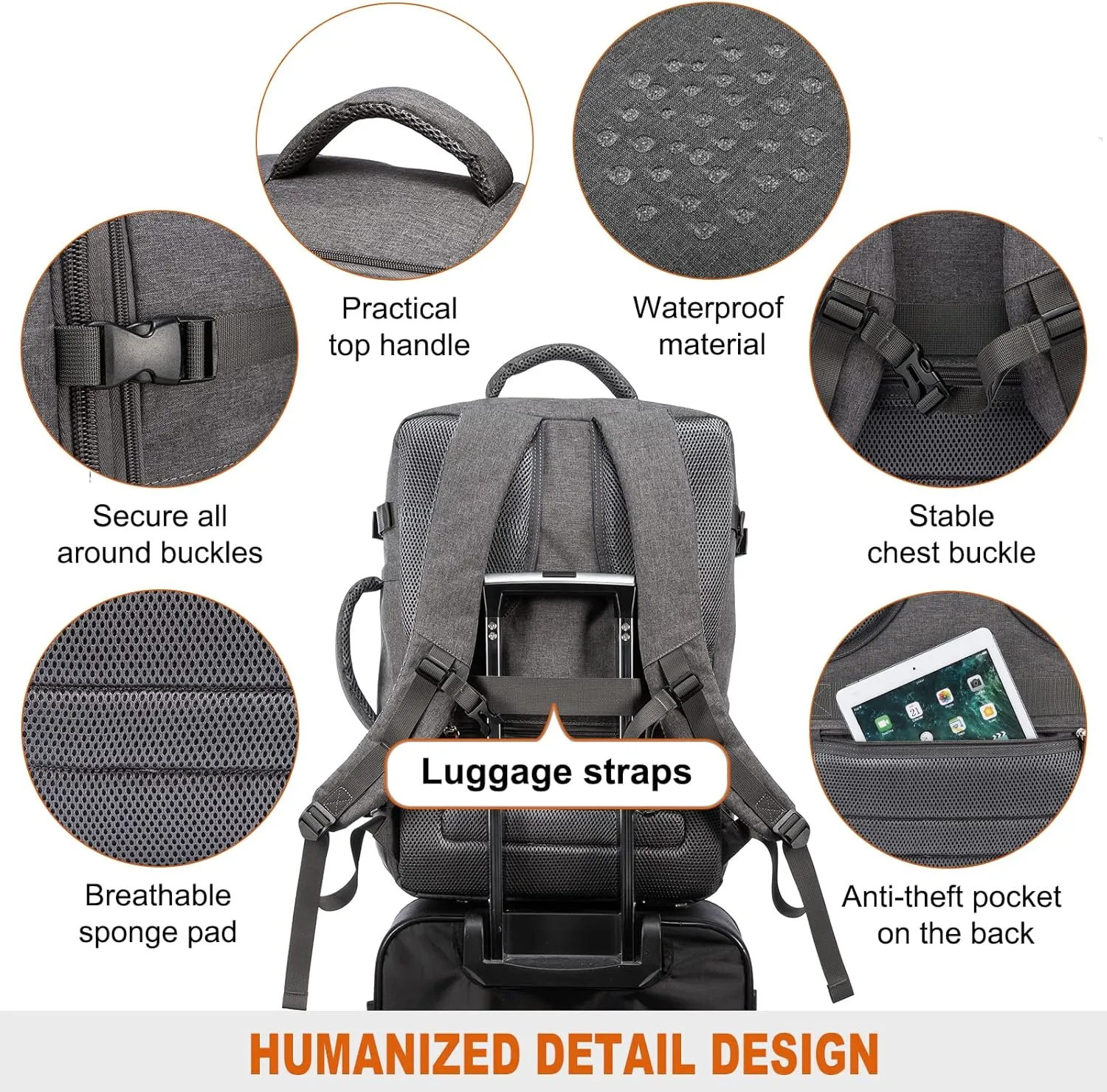 LOVEVOOK Carry on Backpack, 45L Large Travel Backpack for Women Men Airline Approved, Expandable Large Suitcase Backpacks With 4 Packing Cubes, Aer Travel Pack 3, Water Resistant Weekender Bag