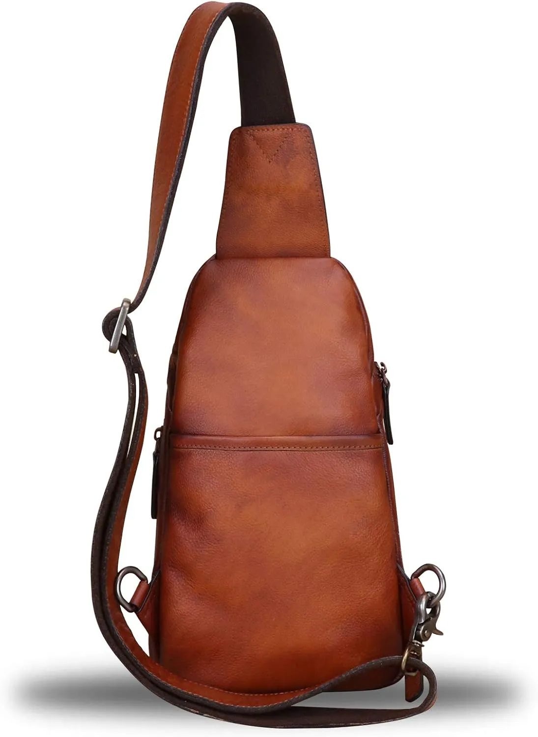 LRTO Genuine Leather Silng Bag for Women and Men Vintage Real Leather Sling Backpack Shoulder Crossbody Bag Chest Purse