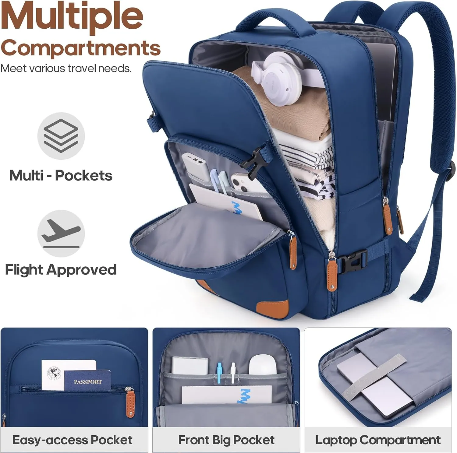 Luggage Sets 3 Piece, Expandable 100% PC Hardshell Suitcase with Spinner Wheels, 20in Suitcase Set with TSA Lock for Women, Carry On Luggage with Travel Backpack