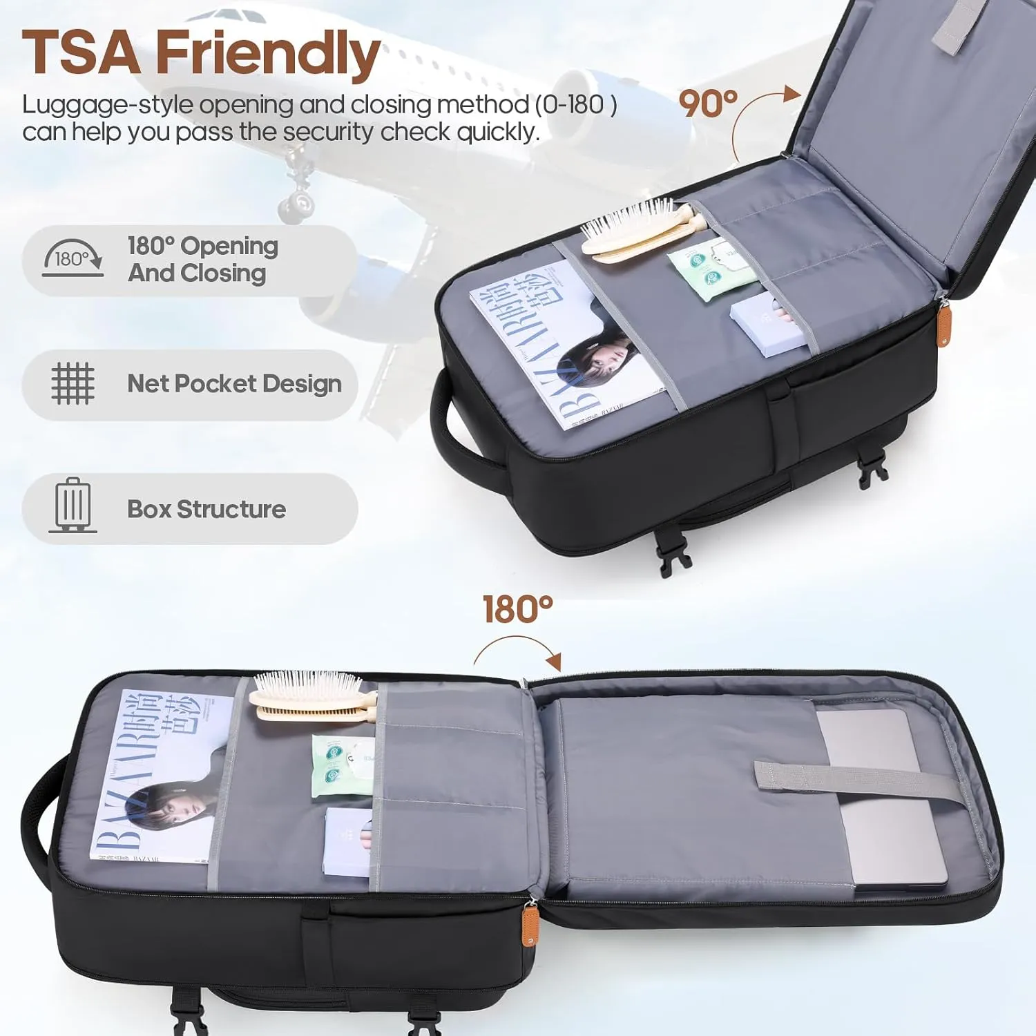 Luggage Sets 3 Piece, Expandable 100% PC Hardshell Suitcase with Spinner Wheels, 20in Suitcase Set with TSA Lock for Women, Carry On Luggage with Travel Backpack