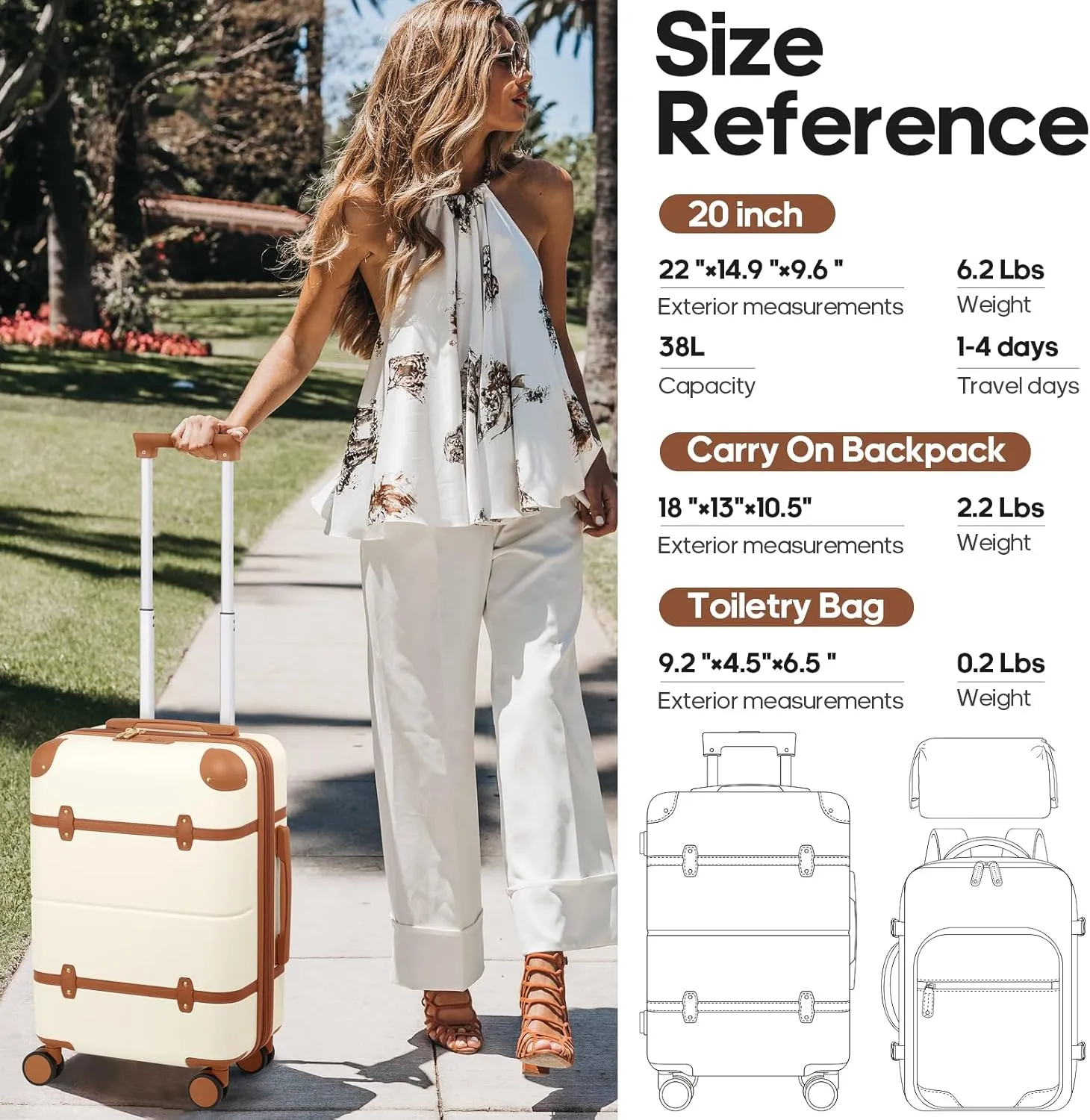 Luggage Sets 3 Piece, Expandable 100% PC Hardshell Suitcase with Spinner Wheels, 20in Suitcase Set with TSA Lock for Women, Carry On Luggage with Travel Backpack