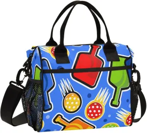 Lunch Bag Energetic Pickleball Insulated Lunch Box Reusable Lunch Tote Bag with Adjustable Shoulder Strap for Men Women M