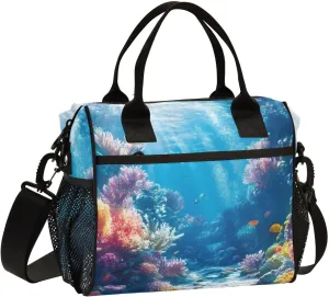 Lunch Bag for Women Men, Seafloor View Reusable Insulated Lunch Box, Large Capacity Leakproof Lunch Cooler Bags for Work Travel Picnic