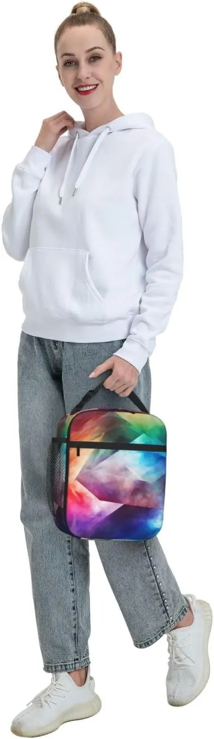 Lunch Bag Insulated Lunch Box for Women Men Cooler Bag Reusable Lunch Bag Complex Color Lunch Tote Bag for Work