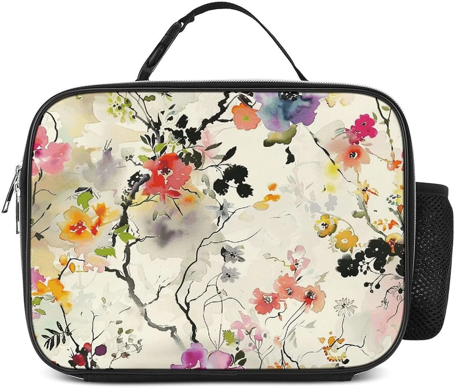 Lunch Bag Insulated Lunch Box for Women Men Cooler Bag Reusable Lunch Bag Intricate Floral Pattern Lunch Tote Bag for Work