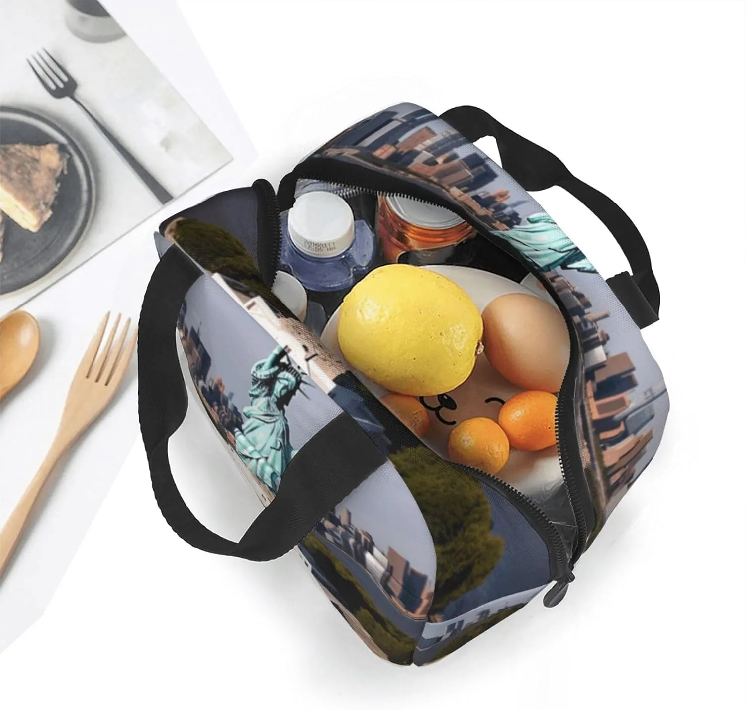 Lunch Bag Insulated Lunch Box for Women Men Statue of Liberty in NYC_76286096 Reusable Lunch Tote Bag for Work Picnic Travel