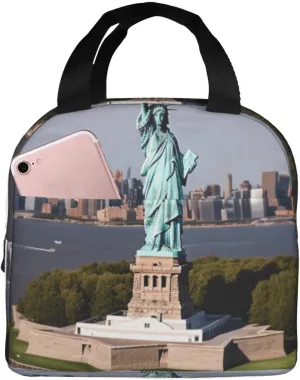 Lunch Bag Insulated Lunch Box for Women Men Statue of Liberty in NYC_76286096 Reusable Lunch Tote Bag for Work Picnic Travel