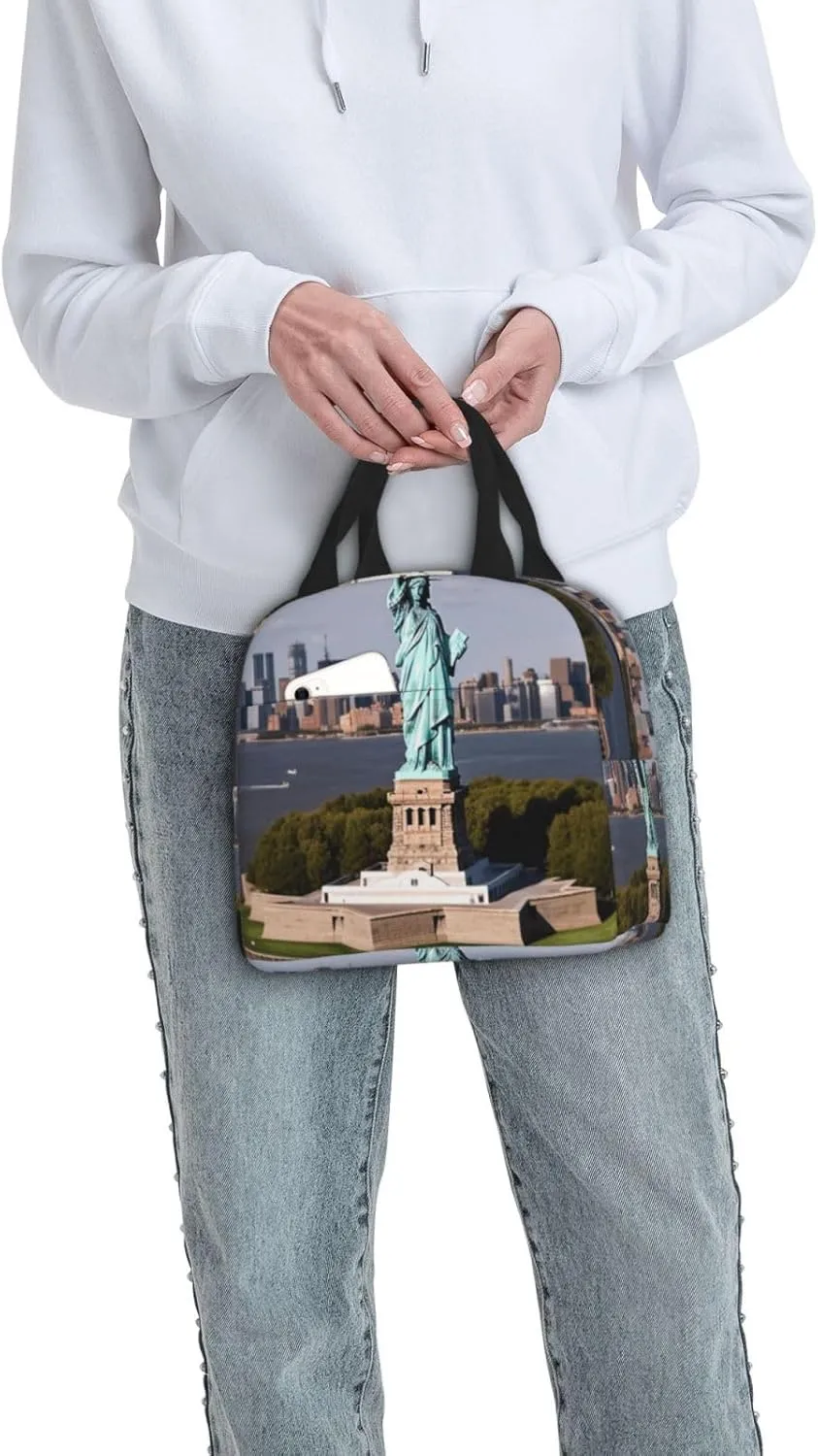 Lunch Bag Insulated Lunch Box for Women Men Statue of Liberty in NYC_76286096 Reusable Lunch Tote Bag for Work Picnic Travel