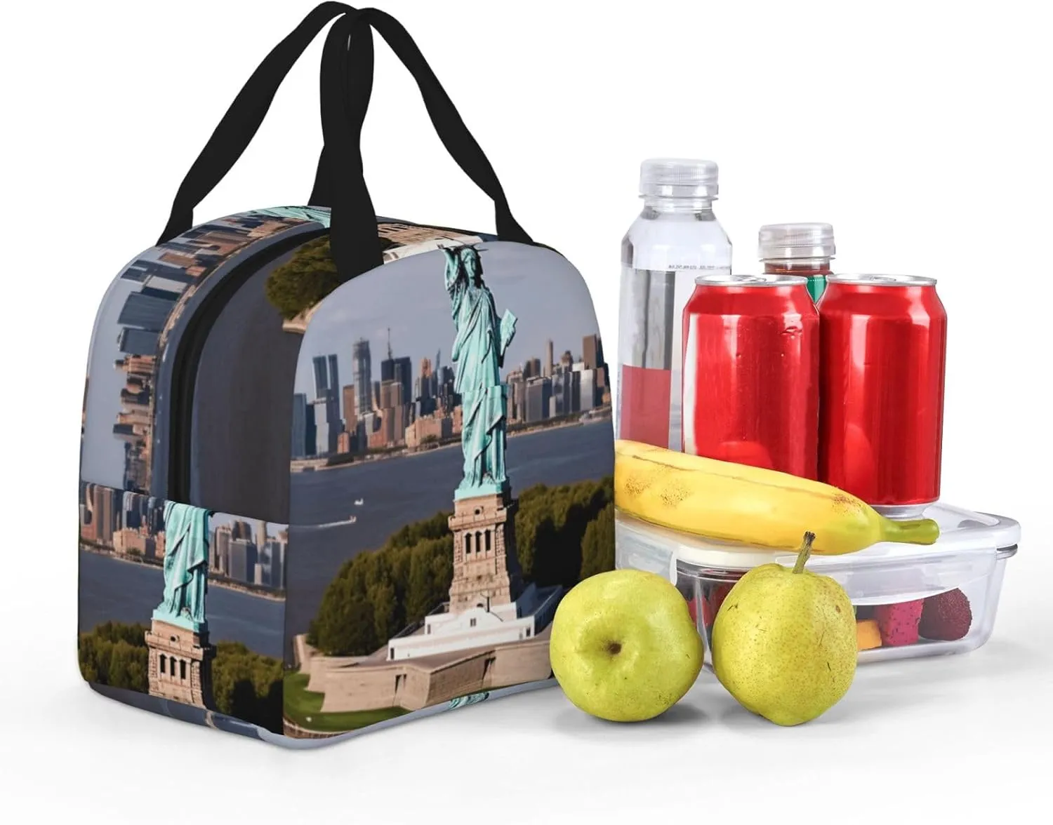 Lunch Bag Insulated Lunch Box for Women Men Statue of Liberty in NYC_76286096 Reusable Lunch Tote Bag for Work Picnic Travel