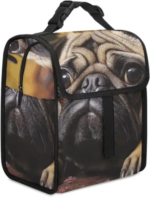 Lunch Bag Women Cry Pug Insulated Lunch Box Men Cute Tote Lunch Cooler Bag for Office Lunchbox
