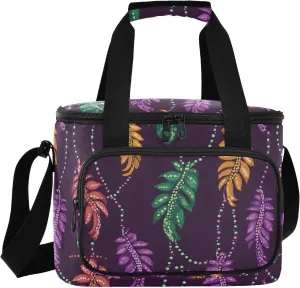 Lunch Bag Women Insulated Lunch Box Shoulder Lunch Tote Reusable Cooler Lunchbox Handbag Organizer for Work Picnic Hiking Carnival Feathers Pattern