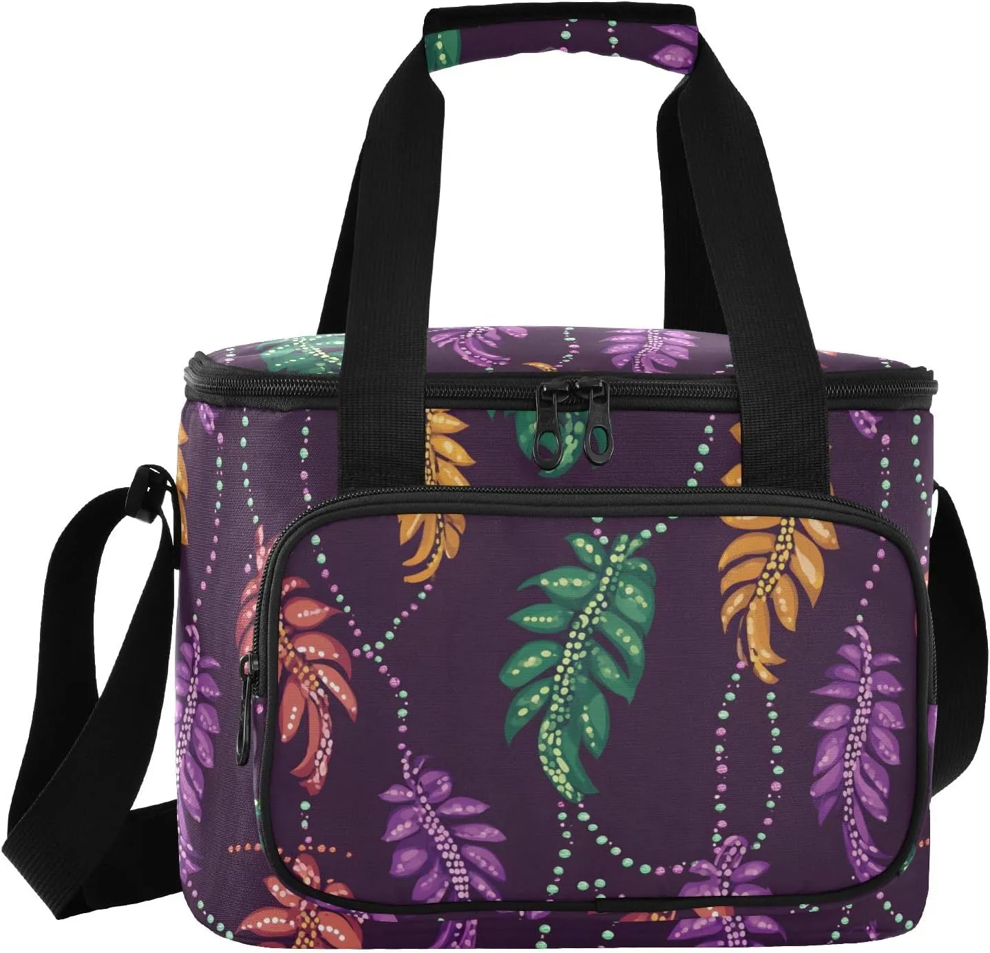 Lunch Bag Women Insulated Lunch Box Shoulder Lunch Tote Reusable Cooler Lunchbox Handbag Organizer for Work Picnic Hiking Carnival Feathers Pattern