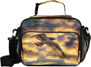 Lunch Bags Boxes Insulated Small Boys Girls Cooler Kids Hawk Sky for School Student with Shoulder Strap Water-Resistant