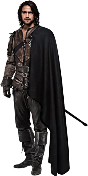 L'VOW Steampunk Shawl Half Shoulder Cape Samurai Cloak with Belt LARP Warrior Cape Medieval Halloween Costume for Men
