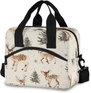 Many Cute Deer Lunch Box for Men Women Adults Insulated Lunch Bag Cooler Bag with Adjustable Shoulder Strap for Work Picnic Travel