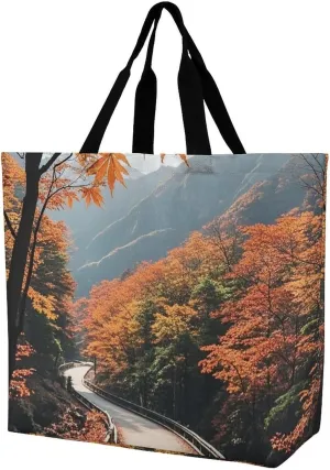 Maple Forest Path Handbags Lightweight Travel Shoulder Bag Portable Cute Shopping Beach Market Bag for Men Women Hiking Yoga Gym Swimming Travel Holiday Gift