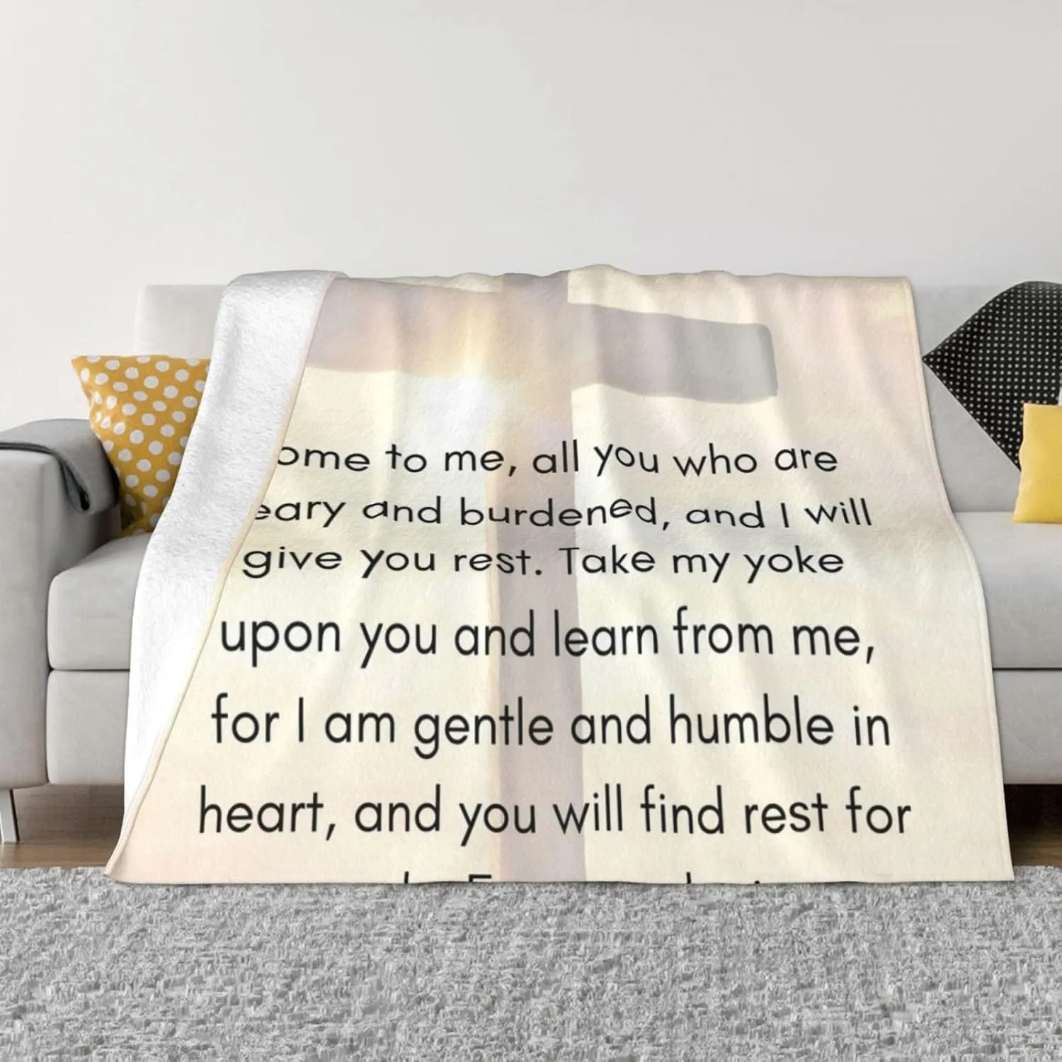 Matthew 11：28-30 40"X30" Flannel Blanket - 100% Soft Polyester, Lightweight and Warm, Suitable for Families, Camping, Travel