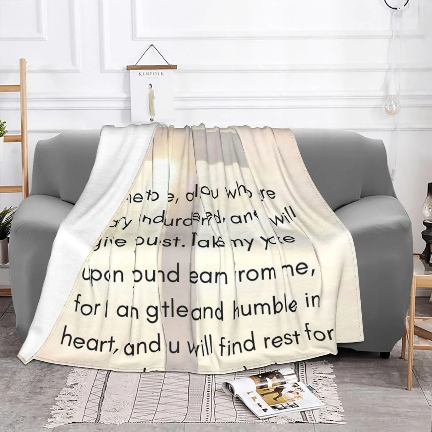 Matthew 11：28-30 40"X30" Flannel Blanket - 100% Soft Polyester, Lightweight and Warm, Suitable for Families, Camping, Travel