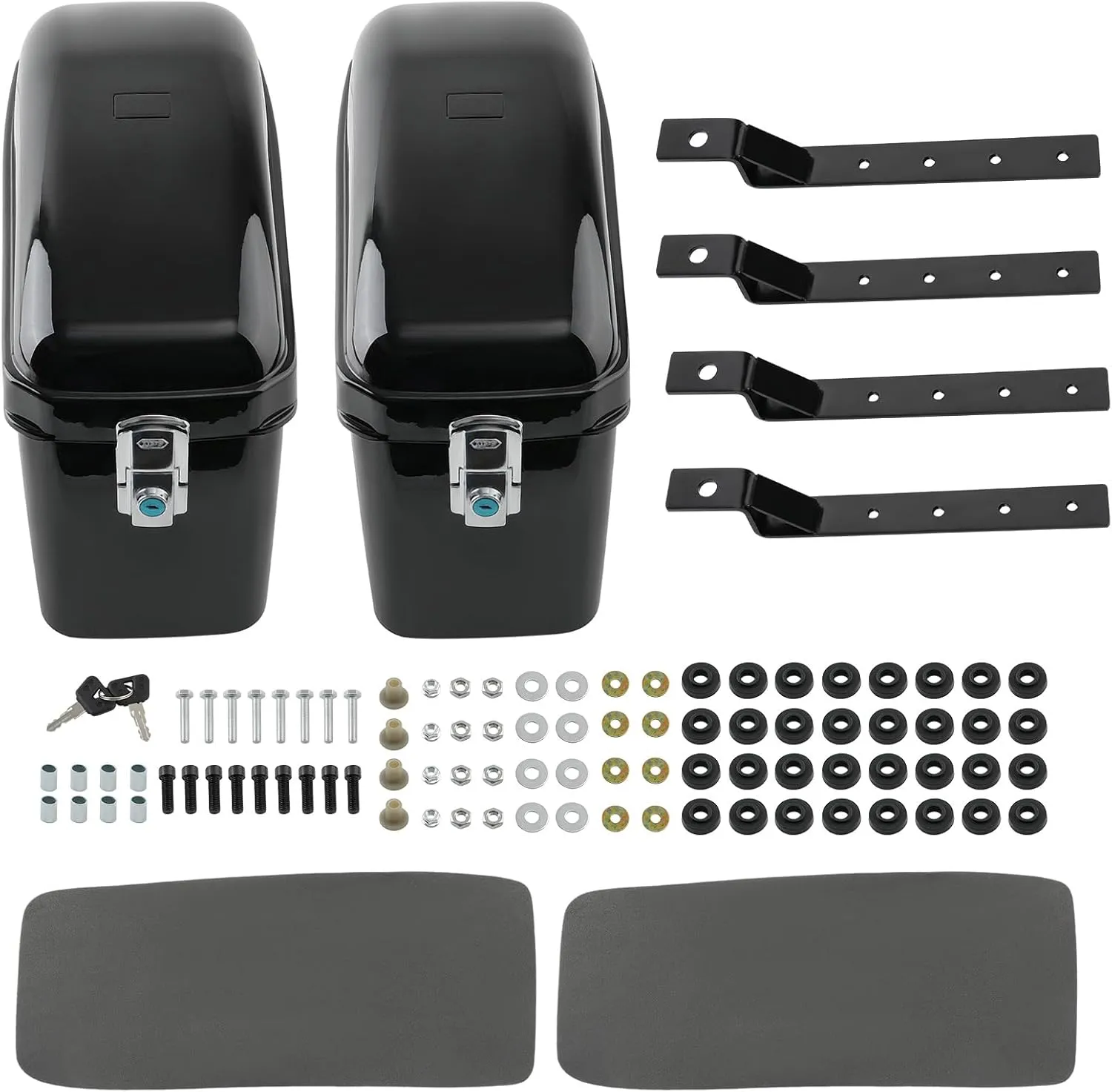 maXpeedingrods Motorcycle Hard Saddlebags for Harley Honda Yamaha Suzuki Kawasaki Victory, Universial Saddle Bags,Gloss Black