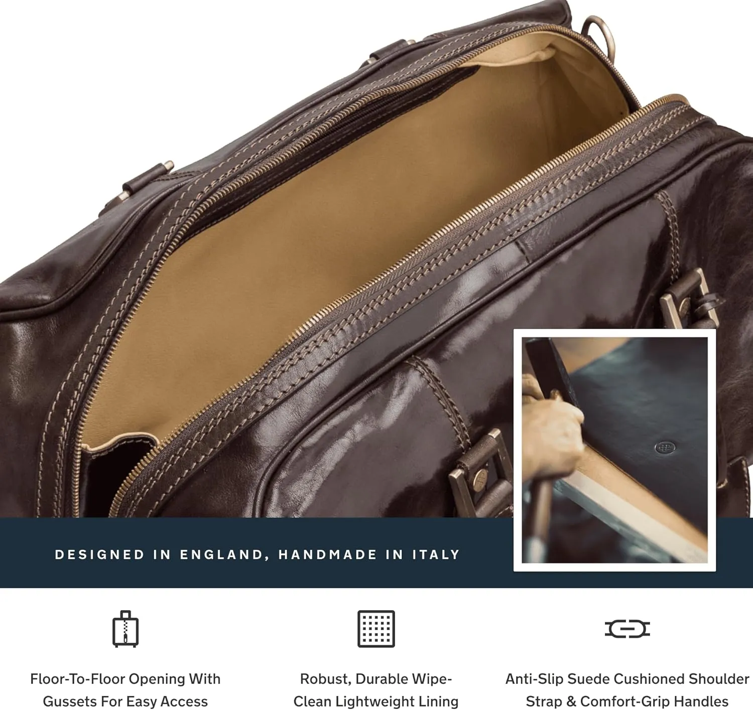 Maxwell Scott - Luxury Leather Small Duffle Bag for Men Women - Hand Luggage Size - Made in Italy - The FleroS Dark Brown