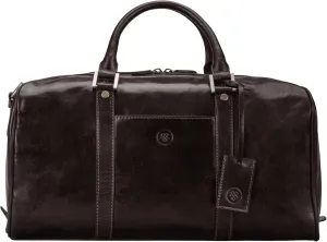 Maxwell Scott - Luxury Leather Small Duffle Bag for Men Women - Hand Luggage Size - Made in Italy - The FleroS Dark Brown