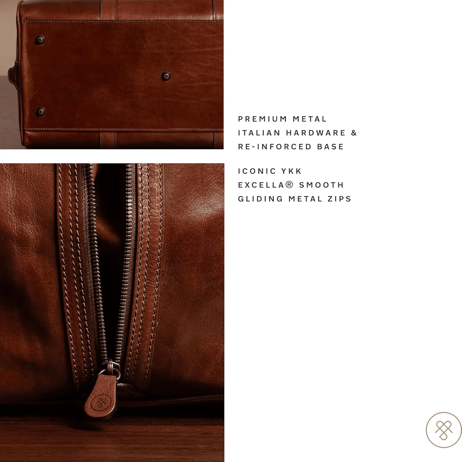 Maxwell Scott - Personalized Luxury Leather Small Duffle Bag for Men Women - Hand Luggage Size - The FleroS - Chestnut Tan