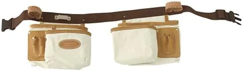 McGuire-Nicholas McGuire Nicholas 386 C 10 Pocket Finishers Apron in Natural Cotton Canvas With Belt,Beige