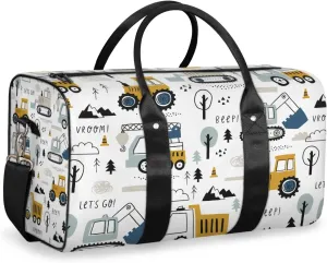 Mechanical Truck Excavator Travel Duffle Bag for Women Men Gym Duffel Foldable Bag Waterproof Weekender Car Truck Duffle Tote