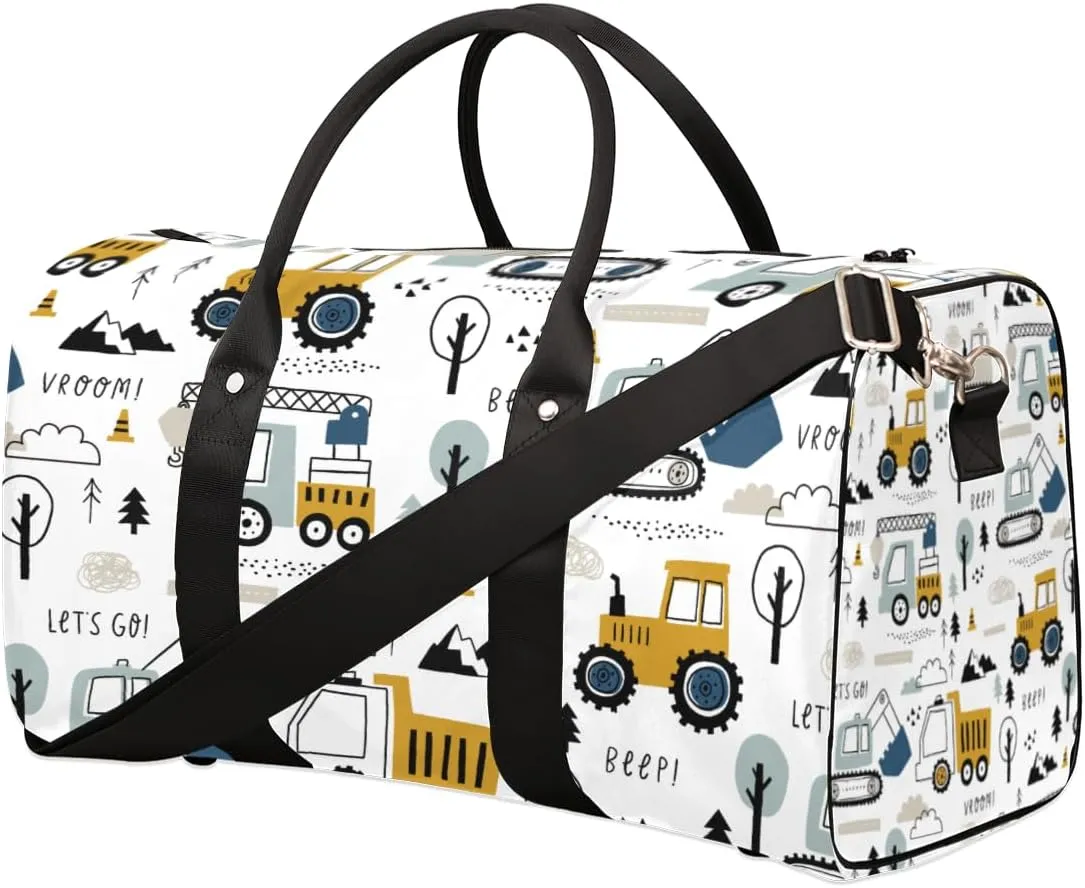 Mechanical Truck Excavator Travel Duffle Bag for Women Men Gym Duffel Foldable Bag Waterproof Weekender Car Truck Duffle Tote