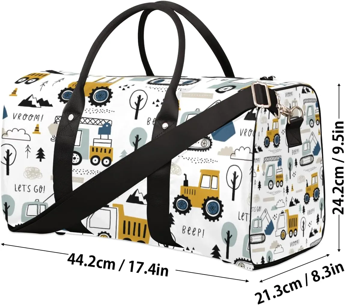 Mechanical Truck Excavator Travel Duffle Bag for Women Men Gym Duffel Foldable Bag Waterproof Weekender Car Truck Duffle Tote