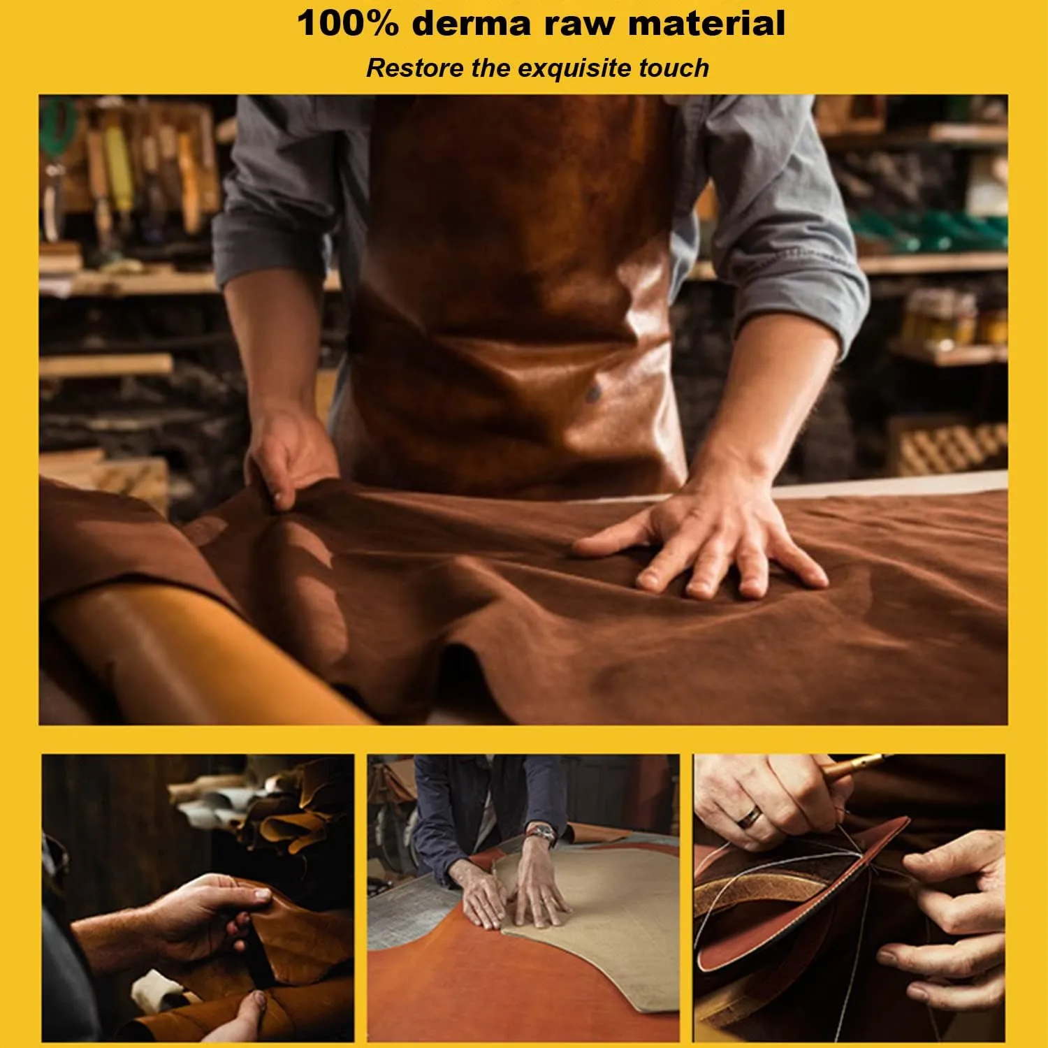 Medieval Leather Zipper Coin Pouch - Genuine Cowhide, Handcrafted，Coin Organizer, Change Holder，Keychain Coin Purse for Men & Women (Yellowish brown)