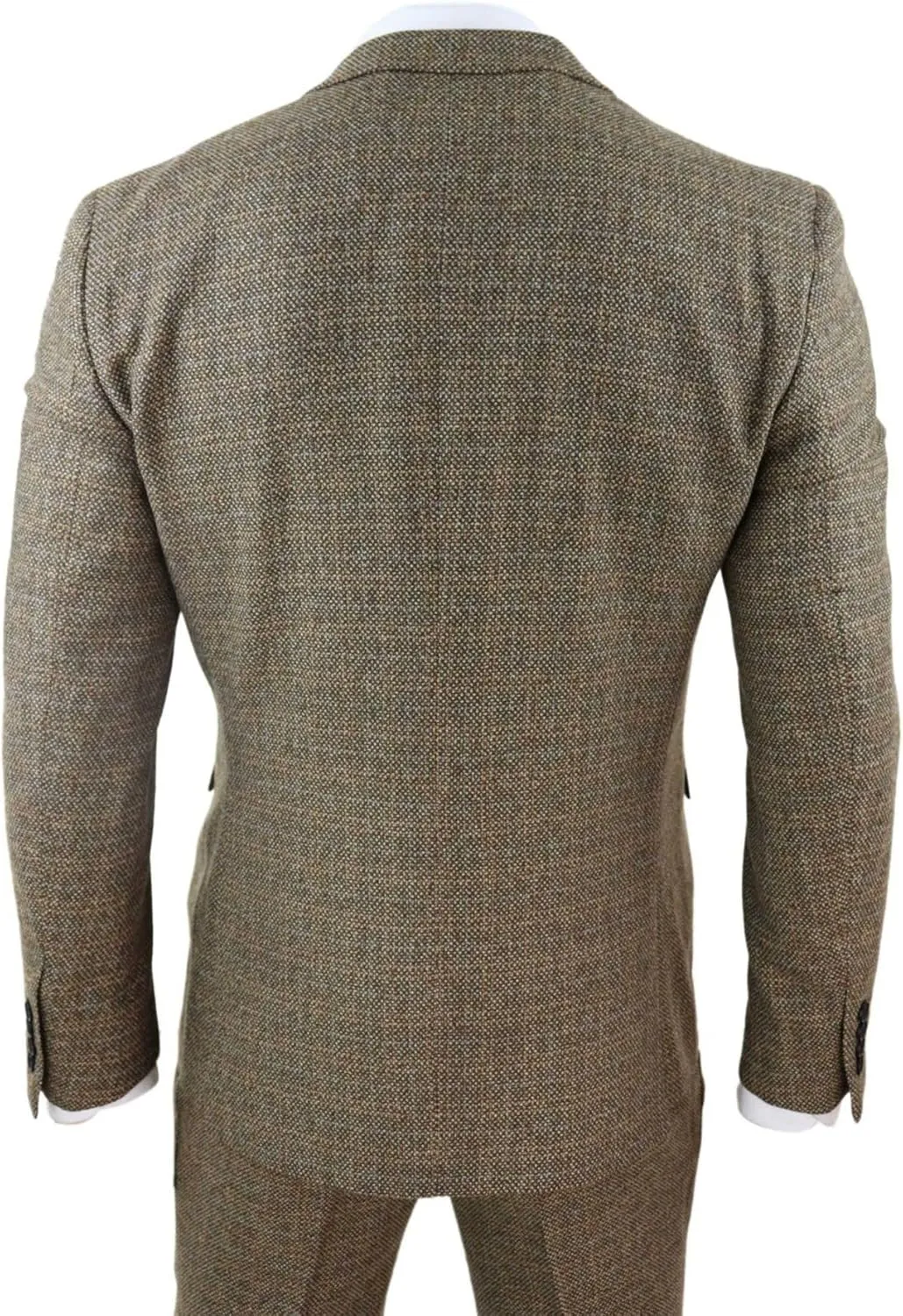 Mens 3 Piece Suit Tweed Check Vintage Retro Tailored Fit 1920s