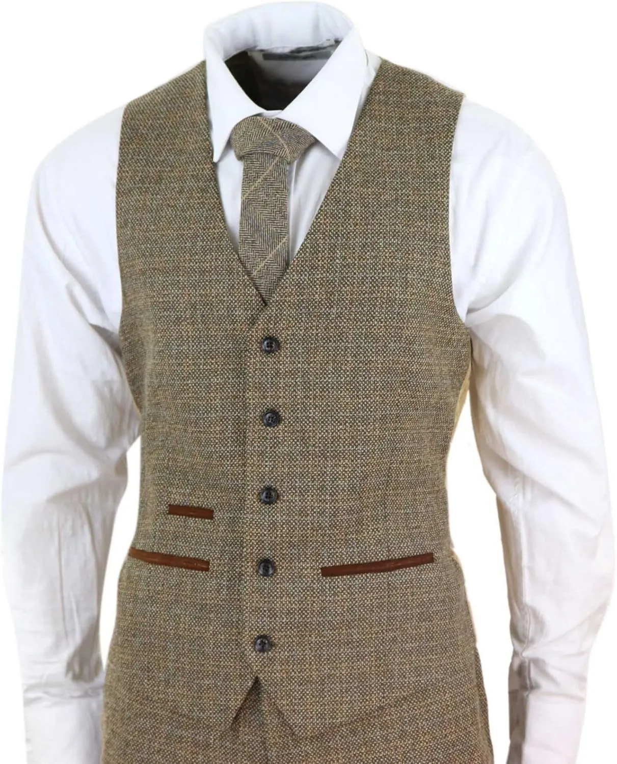 Mens 3 Piece Suit Tweed Check Vintage Retro Tailored Fit 1920s