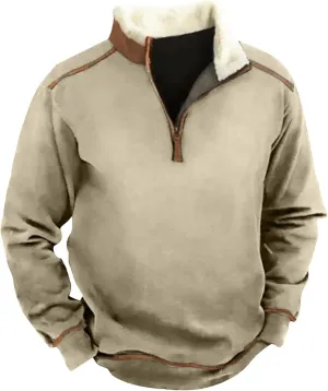 Men's Aztec Western Jacket Cowboy Print Sweatshirt Winter Warm Sweater 1/4 Zip Stand Collar Fit Casual Fall Outwear