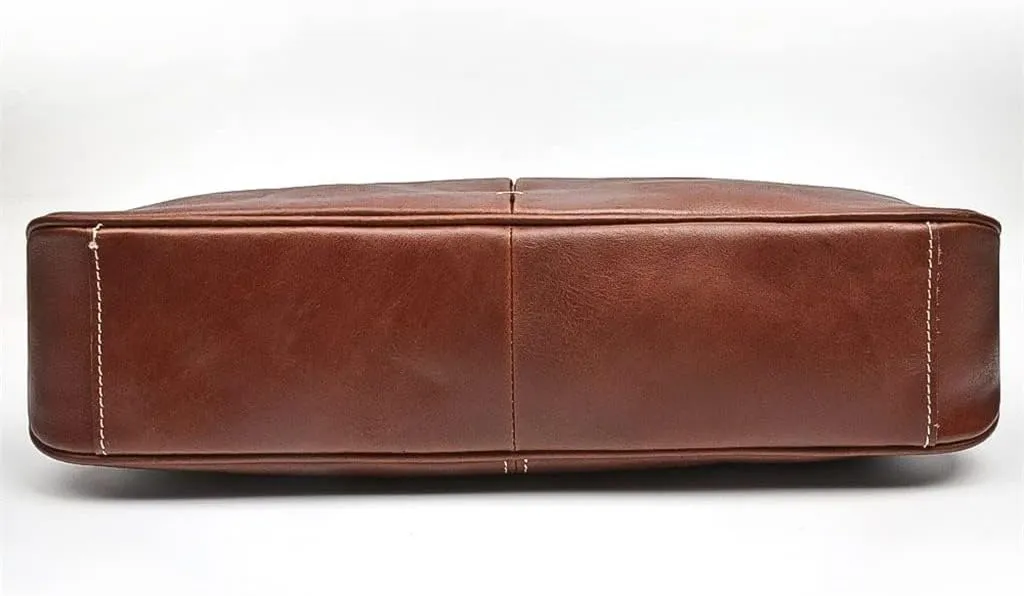 Men's Bag Handbag Leather Computer Bag 14 Inch Retro Briefcase