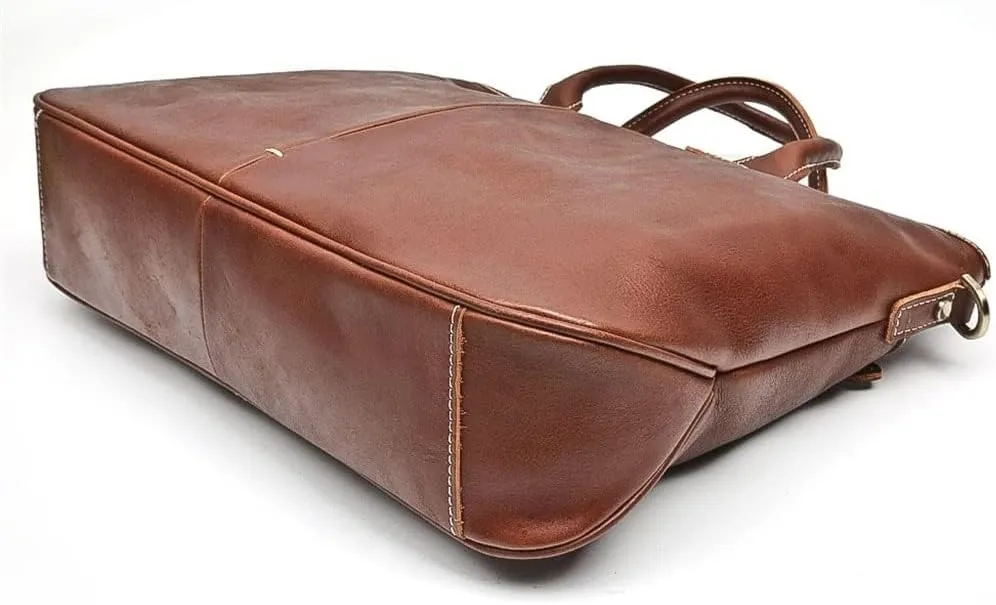 Men's Bag Handbag Leather Computer Bag 14 Inch Retro Briefcase