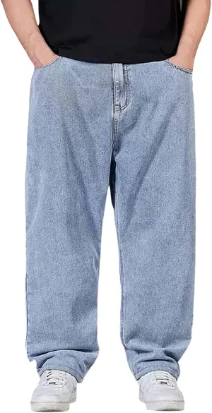Men's Baggy Wide Leg Jeans Loose Fit Streetwear Y2k Hip Hop Denim Pants Oversized High Waisted Trousers Jeans L-10XL
