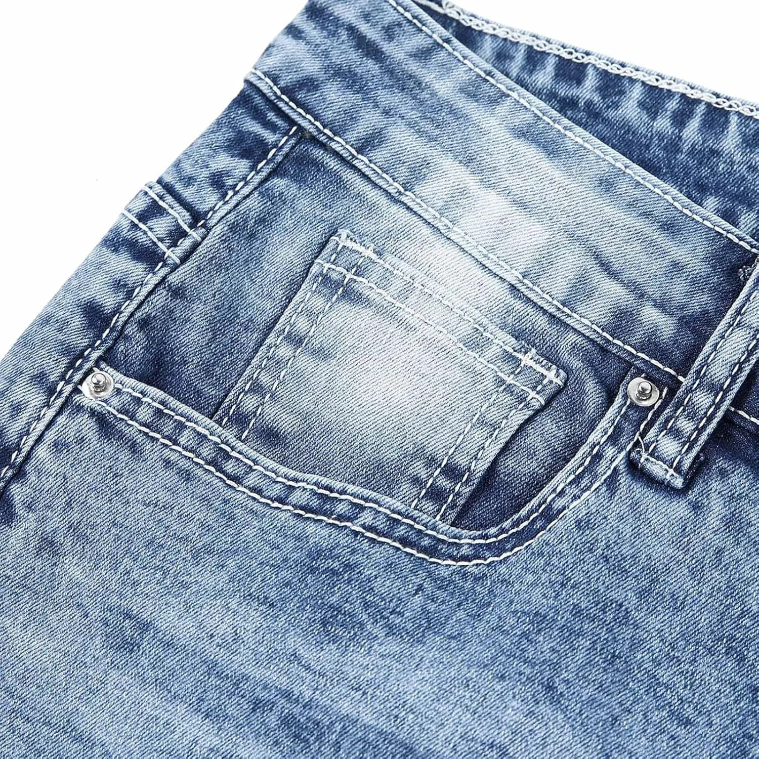 Men's Classic Relaxed Fit Waist Solid Color Slim Toe Jeans Loose Wide Men's Pants Stretch Jeans for Men Fitted Jeans